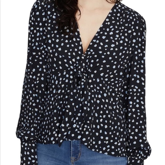 2. Sanctuary Ella Blouse in Navy with Front Tie - Picture 5 of 15